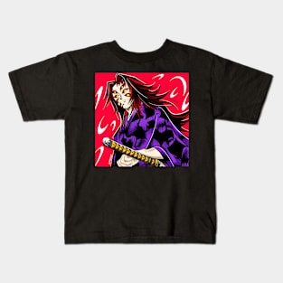 kokushibo the moon demon in kimetsu no yaiba anime in shone art wallpaper Kids T-Shirt